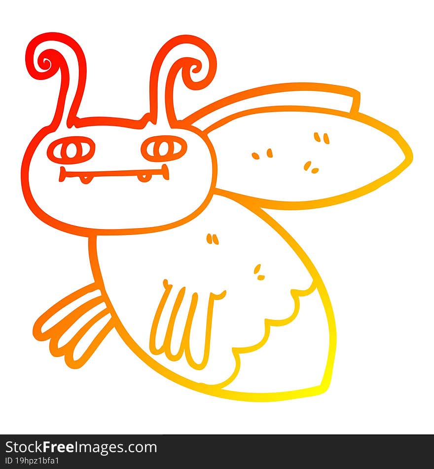 warm gradient line drawing cartoon bug