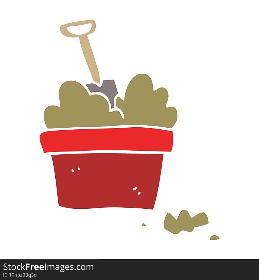 Flat Color Illustration Cartoon Gardening Pot