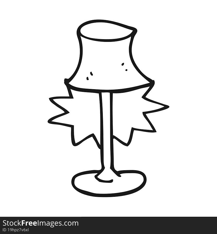 freehand drawn black and white cartoon lamp