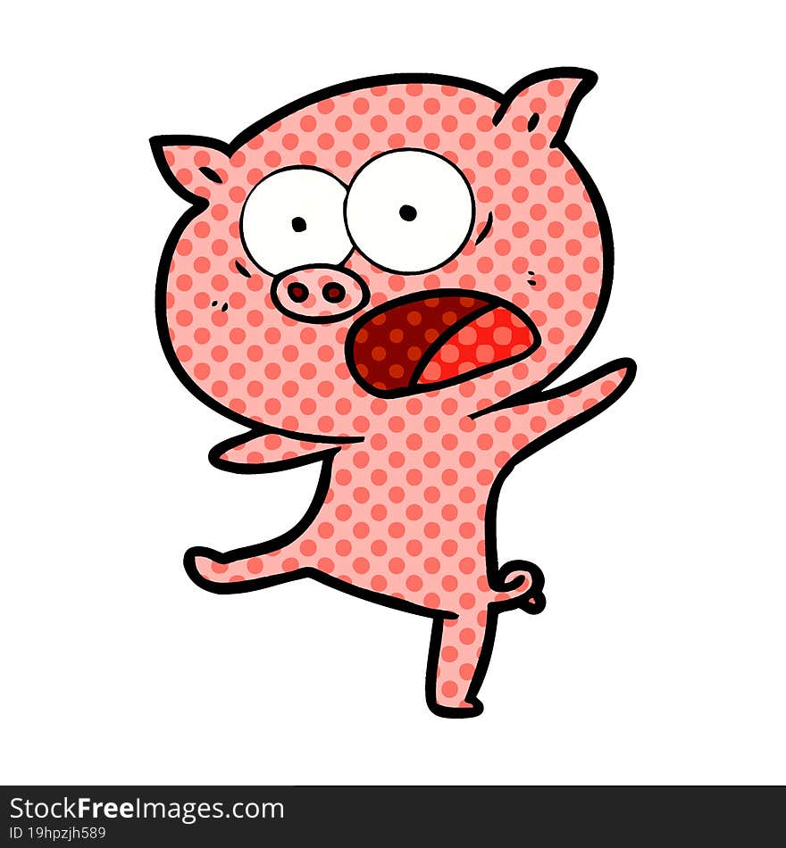 cartoon pig shouting. cartoon pig shouting