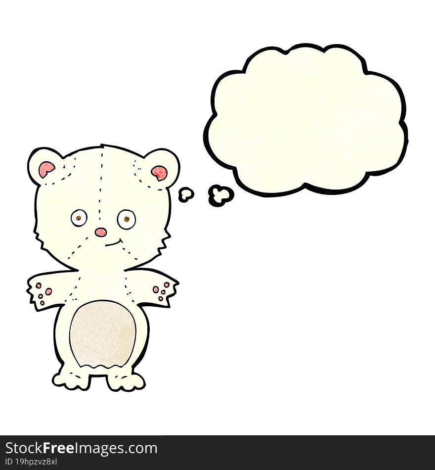 cartoon polar bear cub with thought bubble