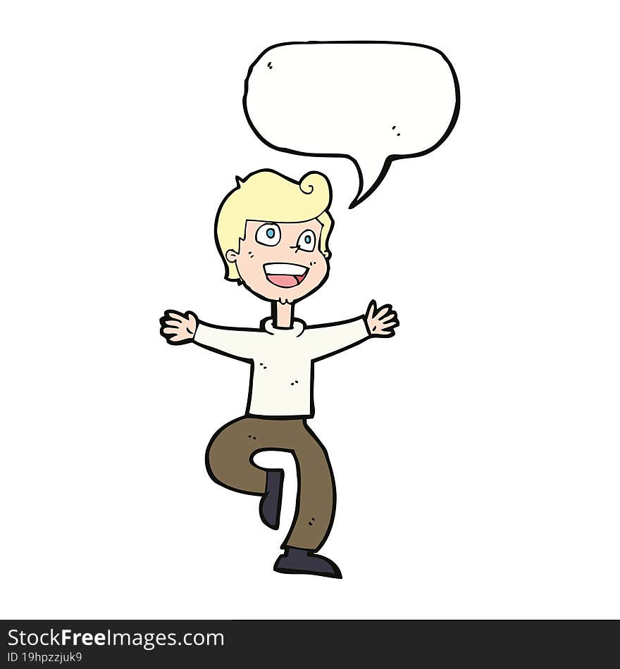 Cartoon Excited Boy With Speech Bubble