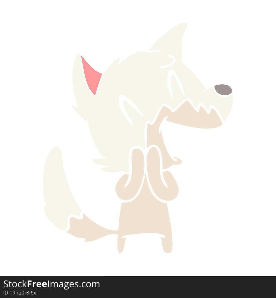 laughing fox flat color style cartoon