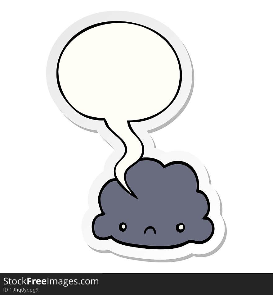 cartoon cloud with speech bubble sticker. cartoon cloud with speech bubble sticker