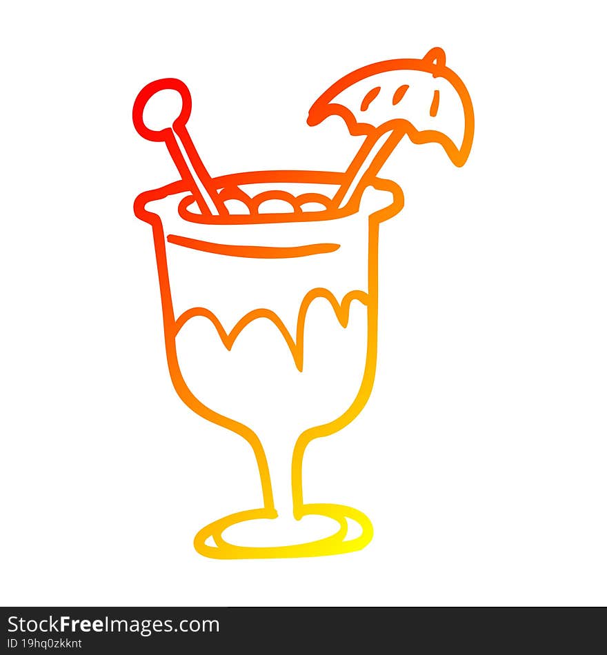 warm gradient line drawing cartoon cocktail