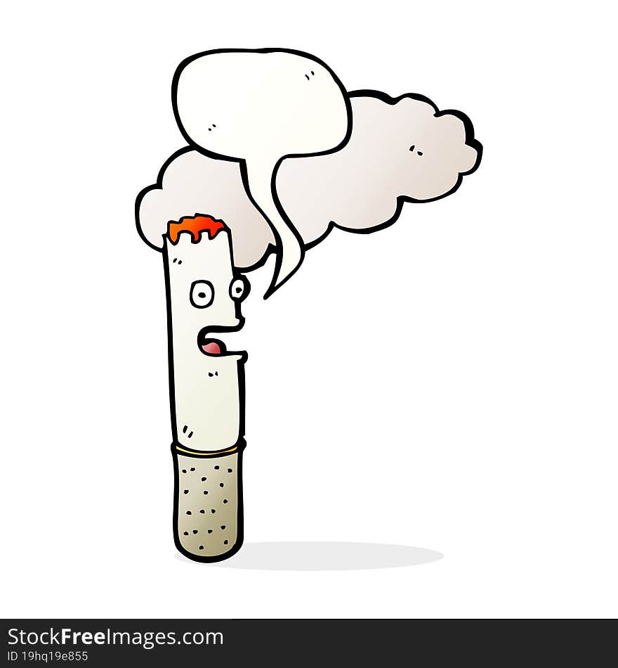 cartoon cigarette with speech bubble