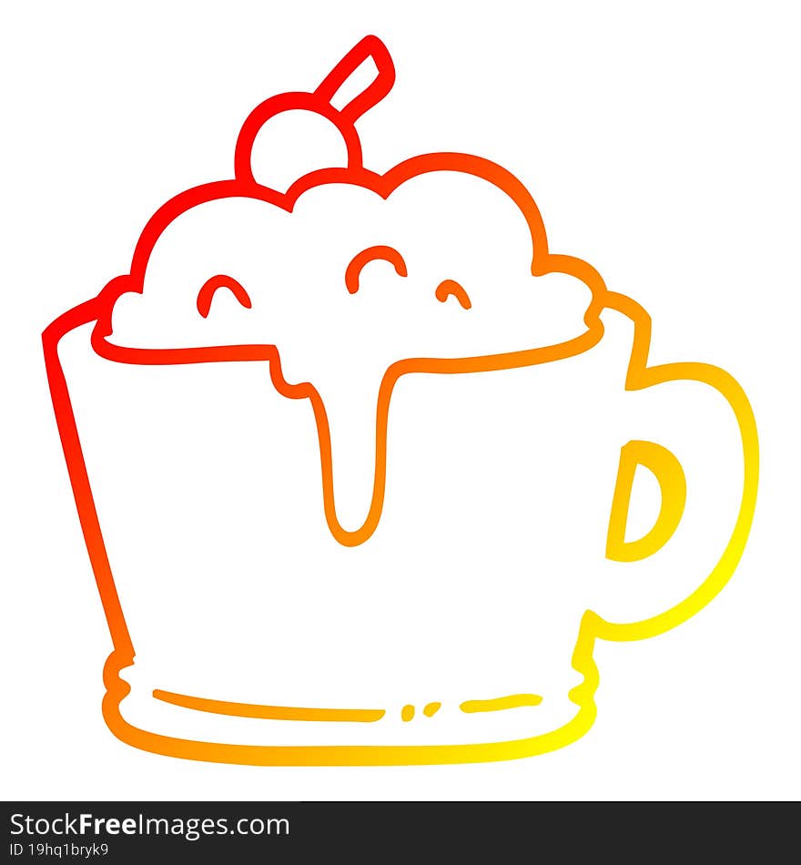 Warm Gradient Line Drawing Cartoon Fancy Mocha Coffee