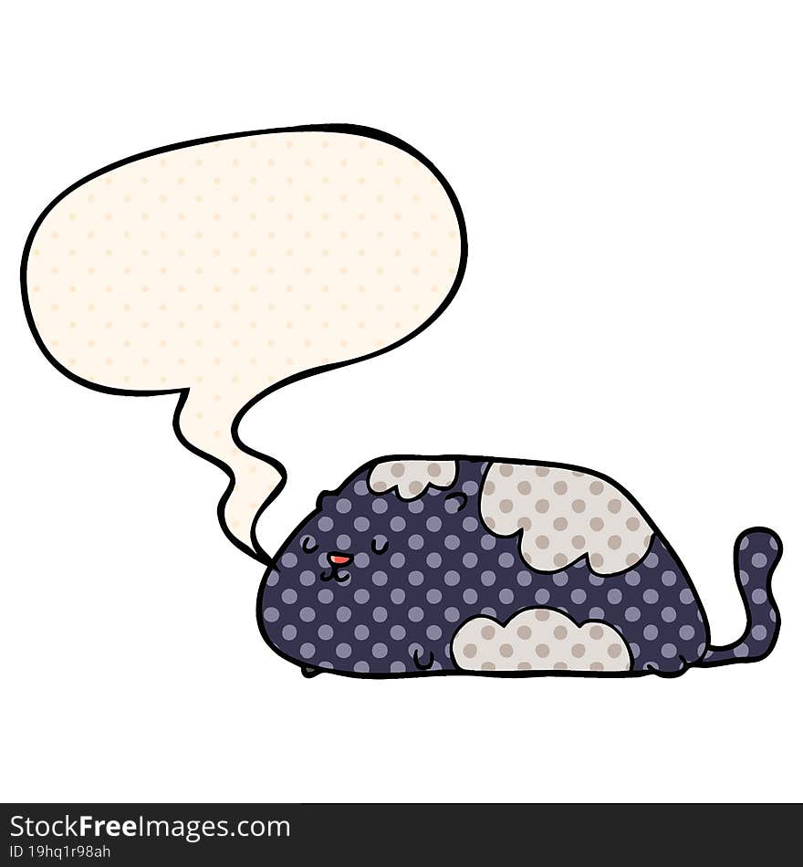 cartoon cat with speech bubble in comic book style