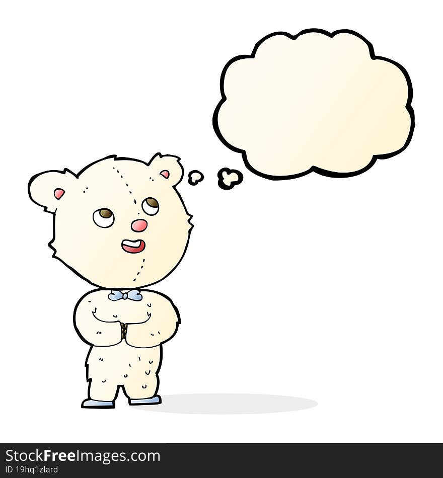 cartoon cute teddy bear with thought bubble