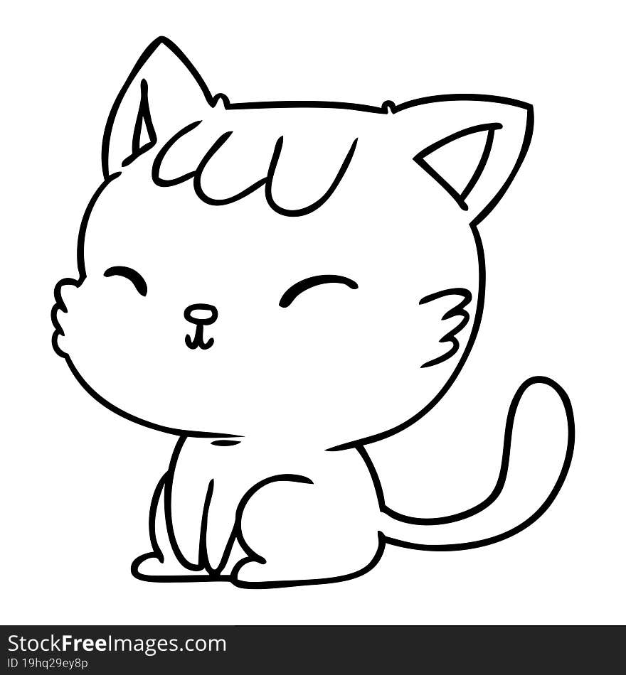 line drawing illustration of cute kawaii cat. line drawing illustration of cute kawaii cat