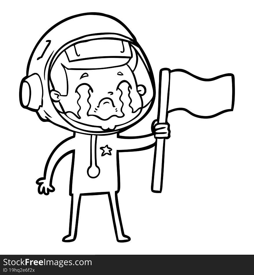 cartoon crying astronaut. cartoon crying astronaut