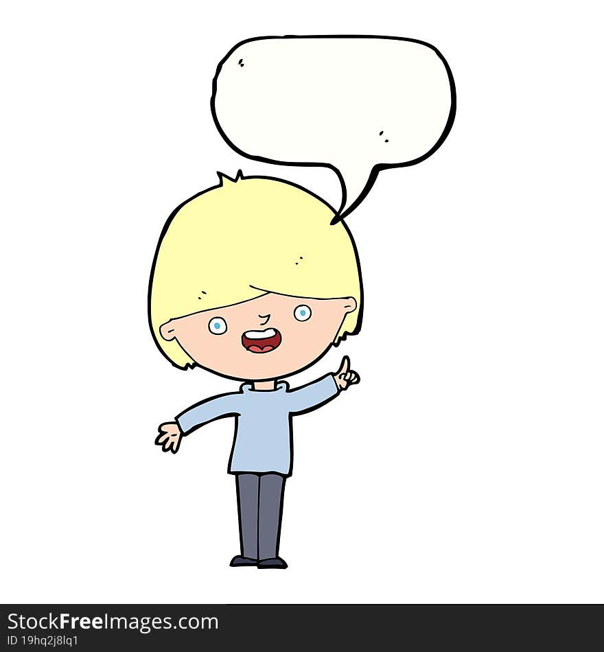 cartoon happy boy with speech bubble