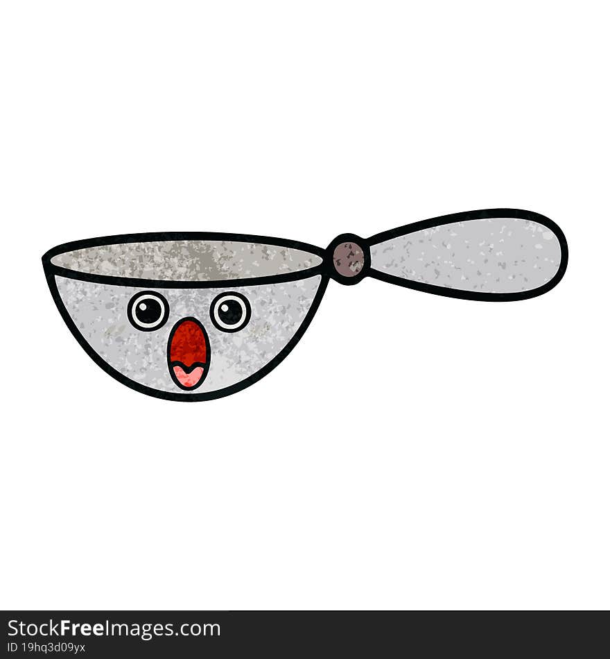 retro grunge texture cartoon of a measuring spoon