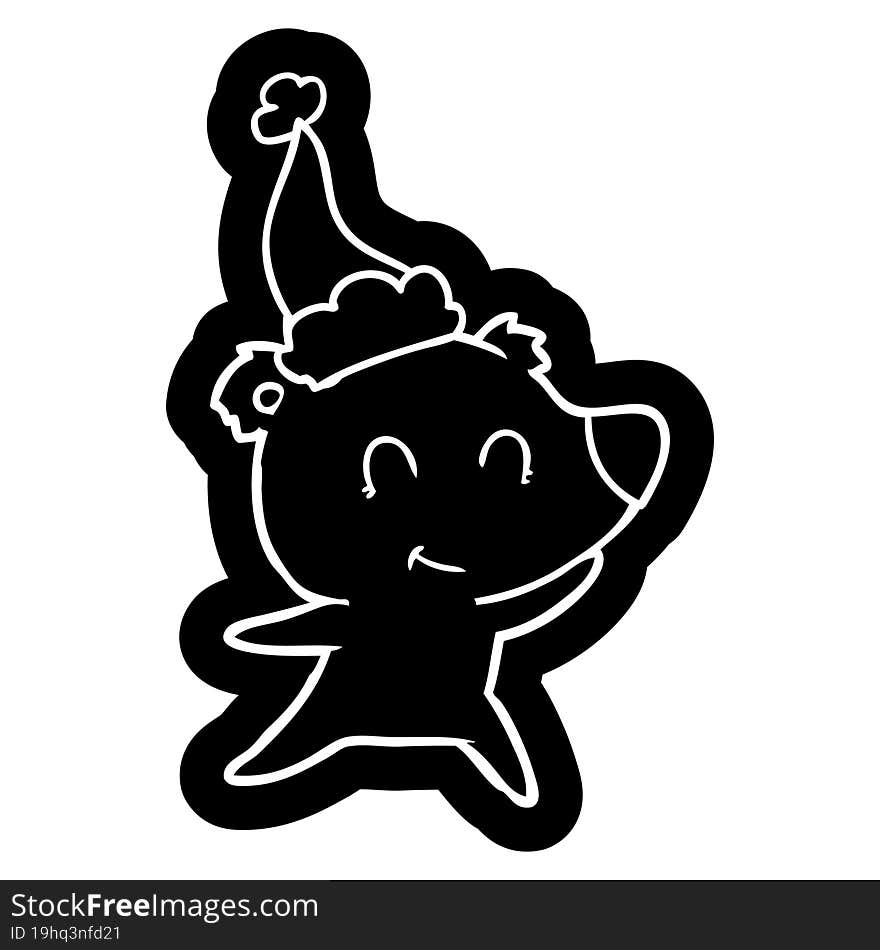 female bear cartoon icon of a wearing santa hat