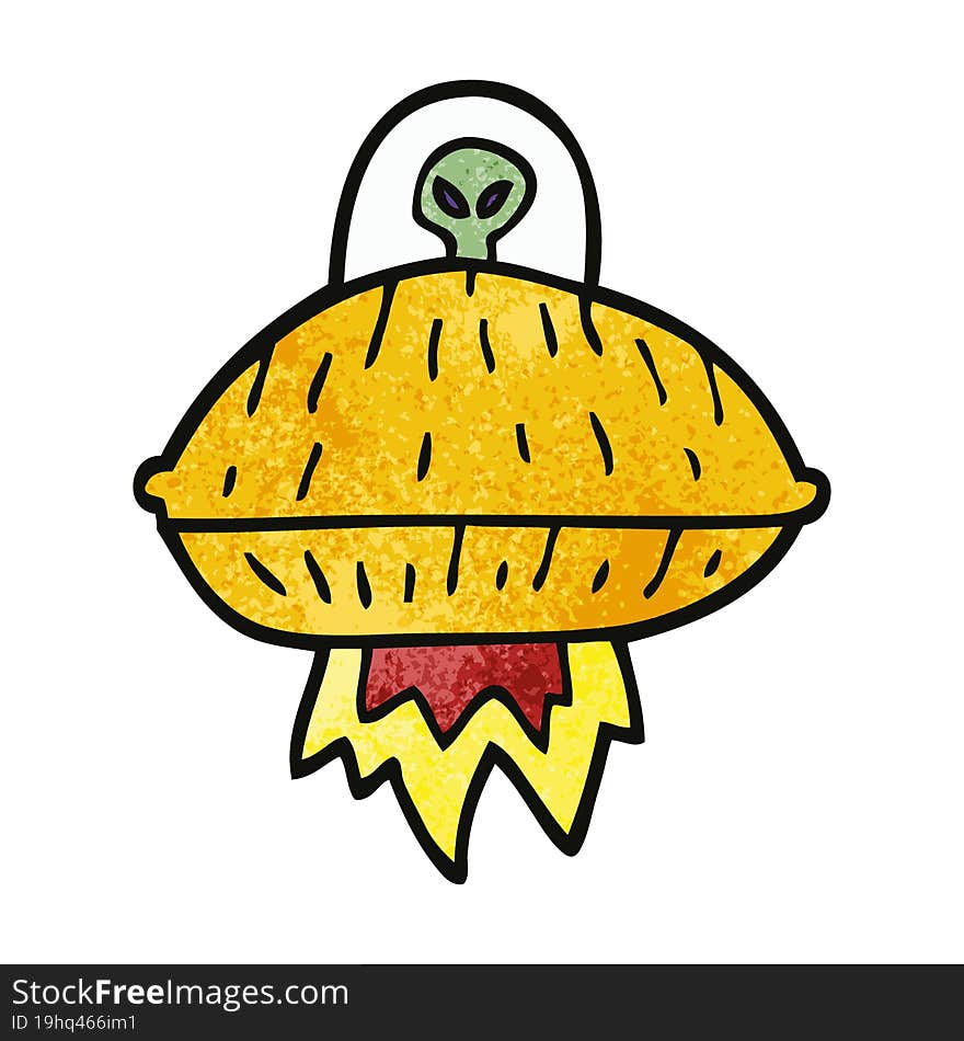 cartoon doodle alien spaceship