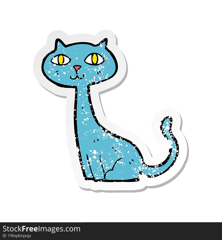 retro distressed sticker of a cartoon cat