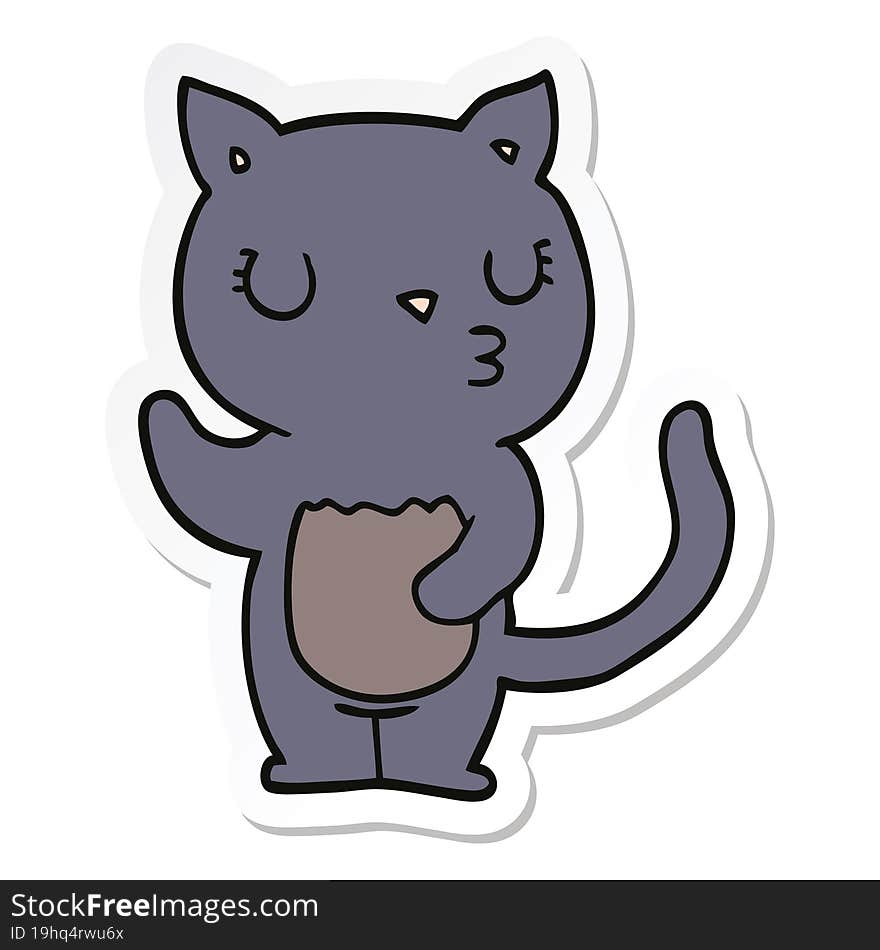 sticker of a cute cartoon cat