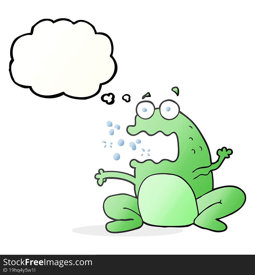 thought bubble cartoon burping frog