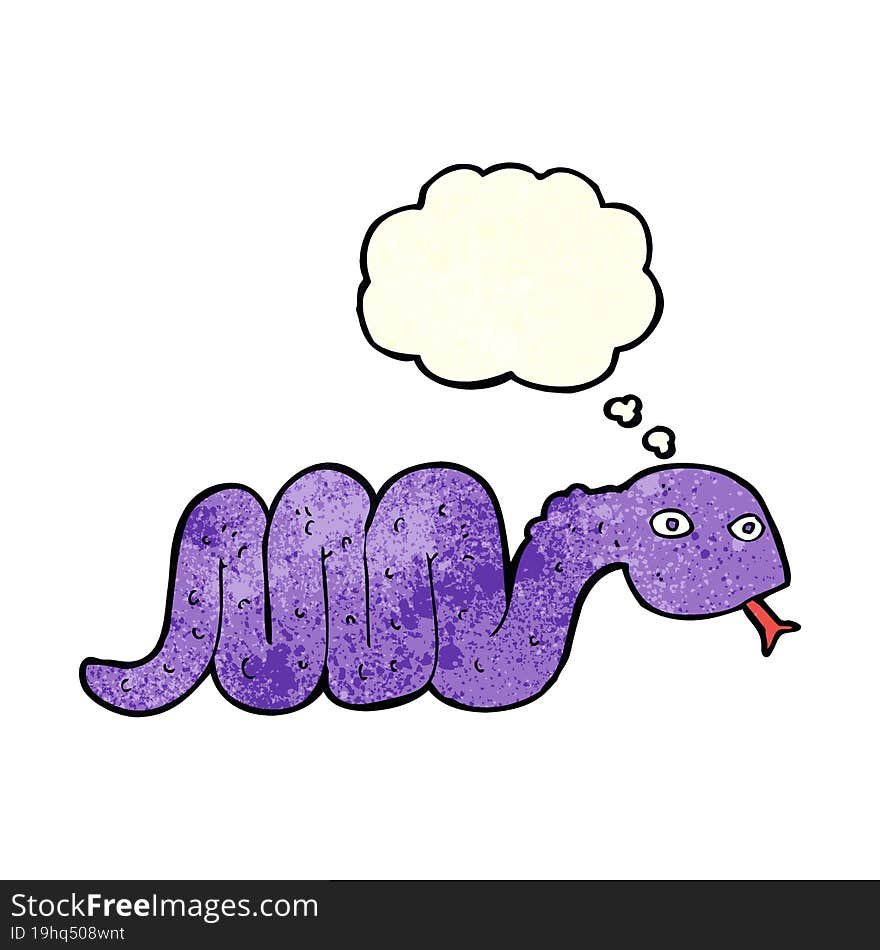 Funny Cartoon Snake With Thought Bubble