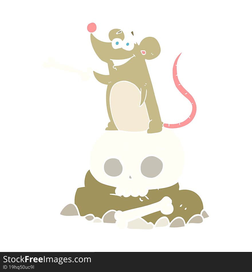 flat color illustration of a cartoon graveyard rat