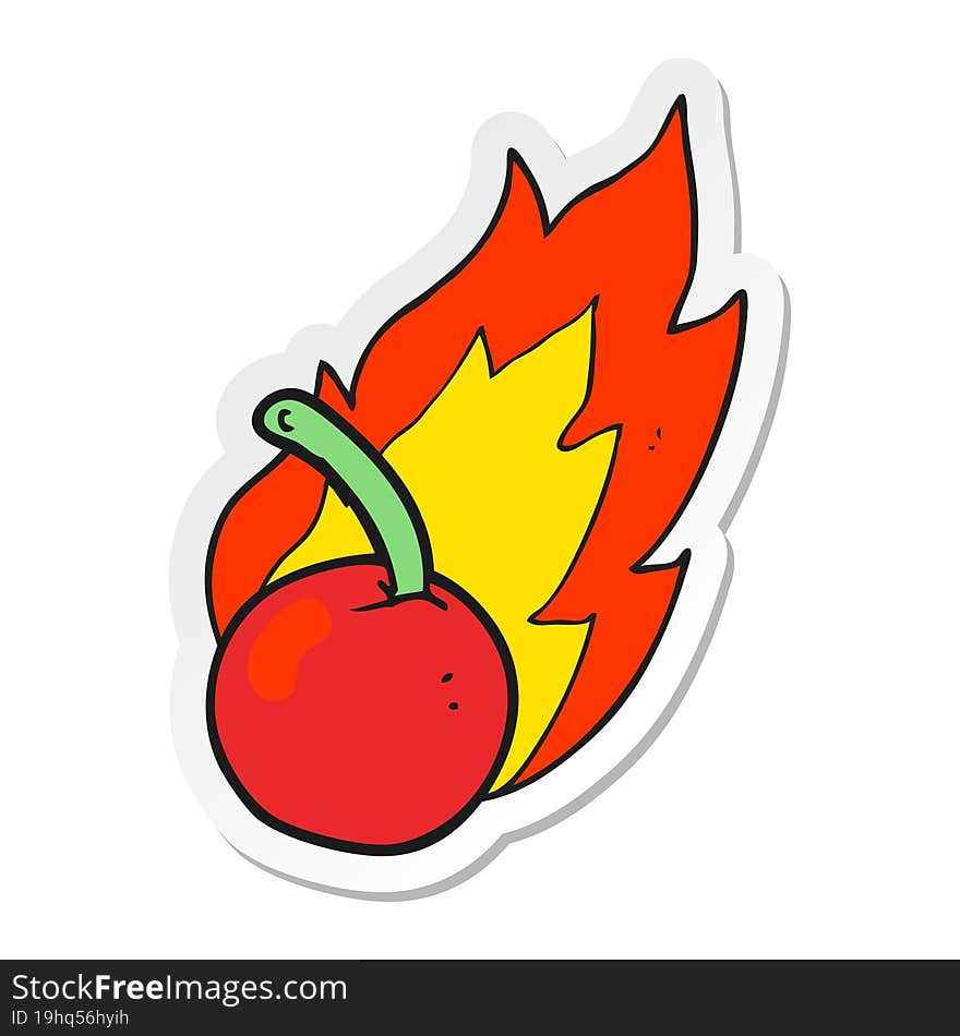 Sticker Of A Cartoon Cherry