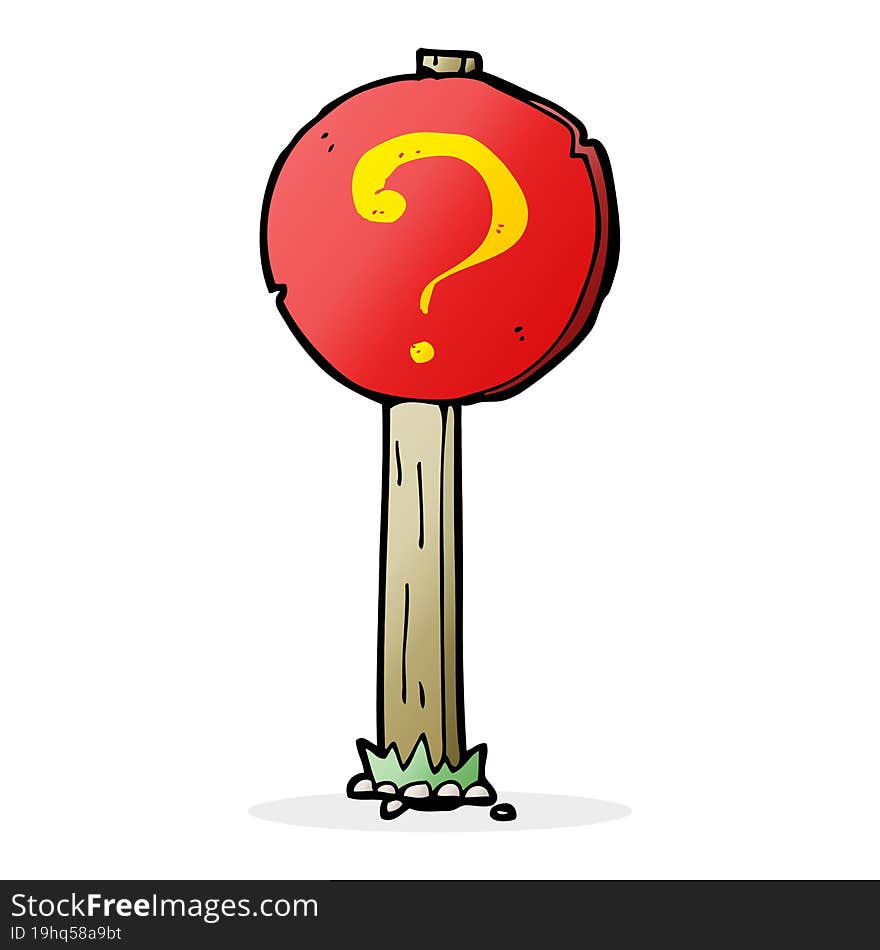 cartoon question mark sign post