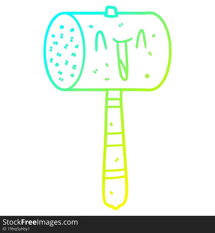 cold gradient line drawing cartoon hammer