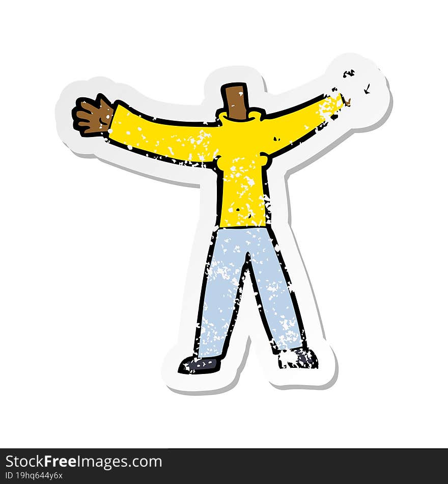 Retro Distressed Sticker Of A Cartoon Headless Body