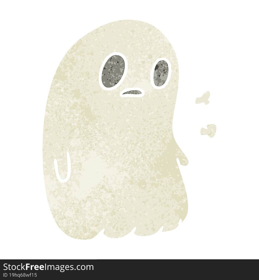 retro cartoon illustration of a kawaii cute ghost. retro cartoon illustration of a kawaii cute ghost