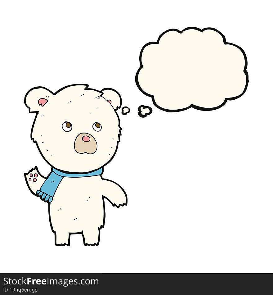 cartoon cute polar bear with thought bubble