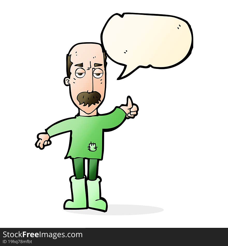 Cartoon Annoyed Old Man With Speech Bubble