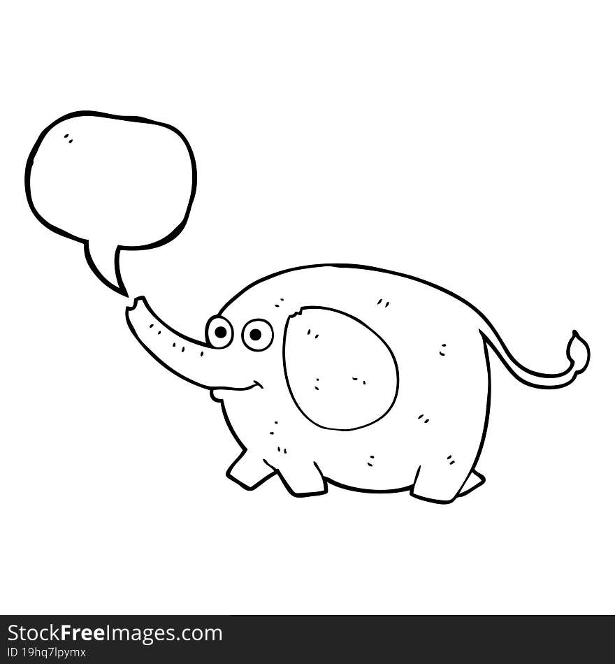 freehand drawn speech bubble cartoon elephant