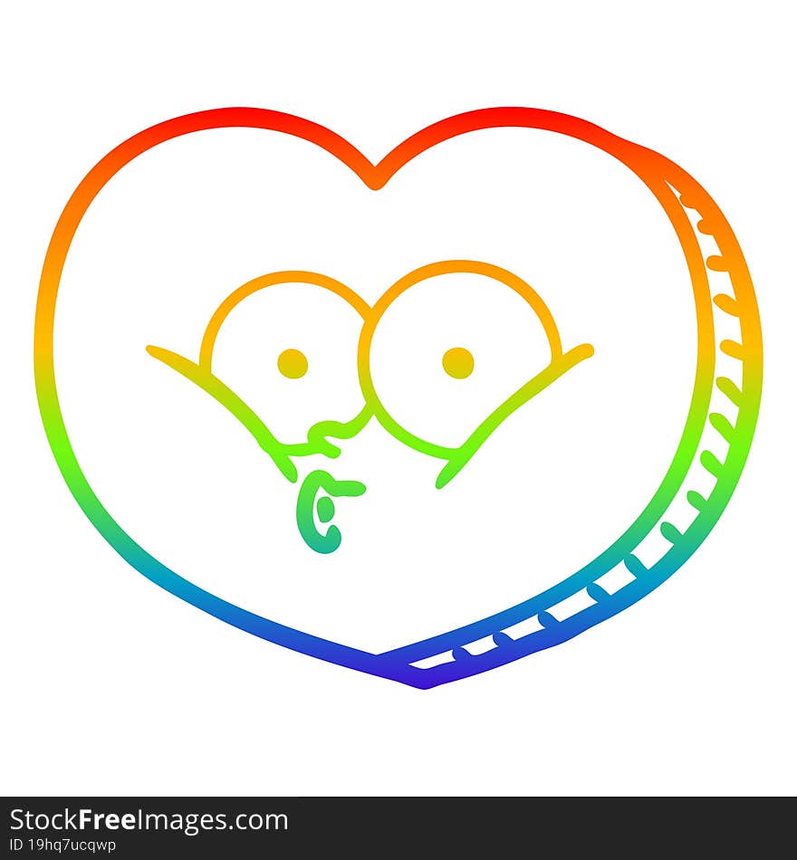 rainbow gradient line drawing cartoon love heart