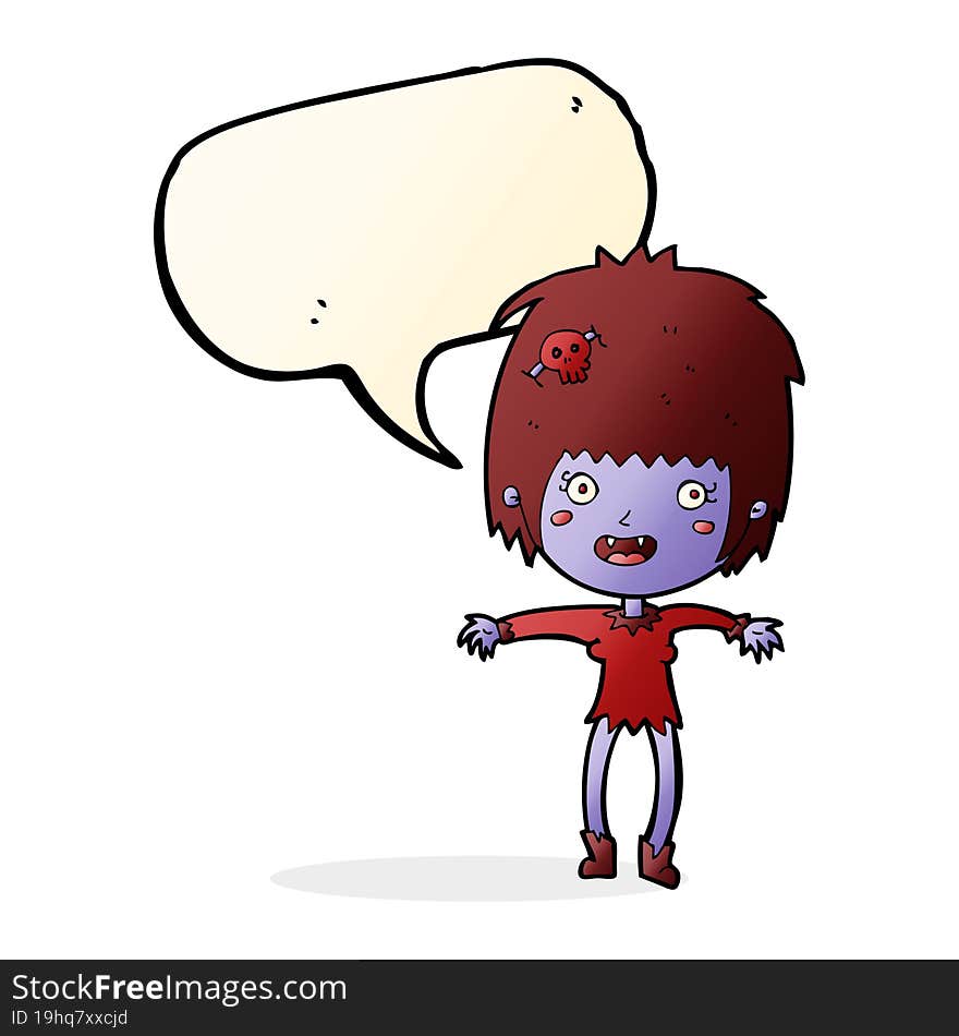 Cartoon Vampire Girl With Speech Bubble