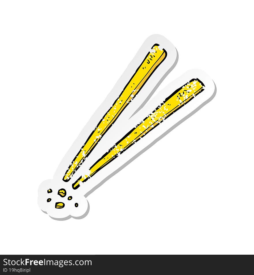 retro distressed sticker of a cartoon chopsticks