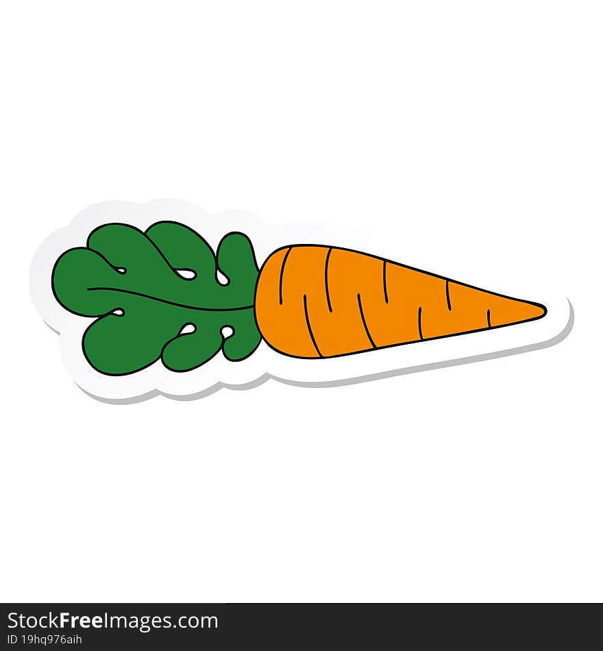 sticker of a quirky hand drawn cartoon carrot