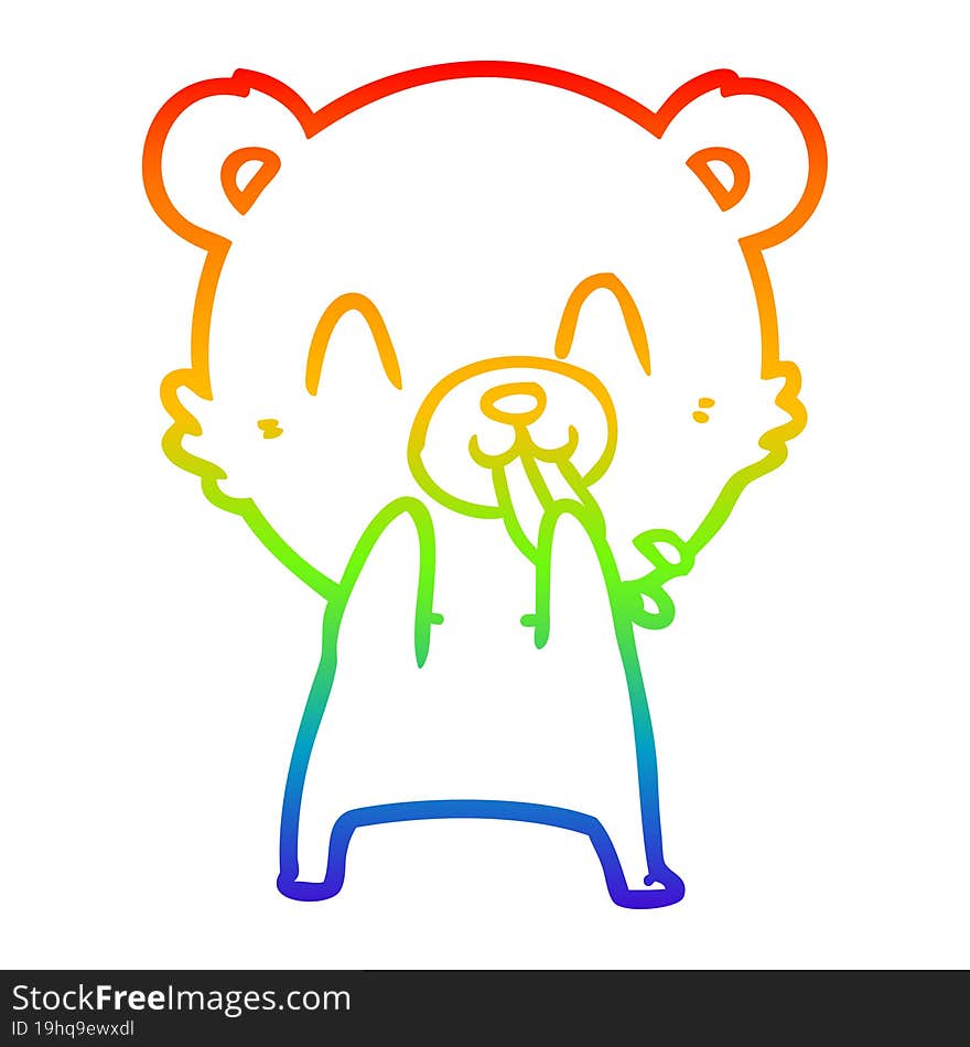 rainbow gradient line drawing rude cartoon bear