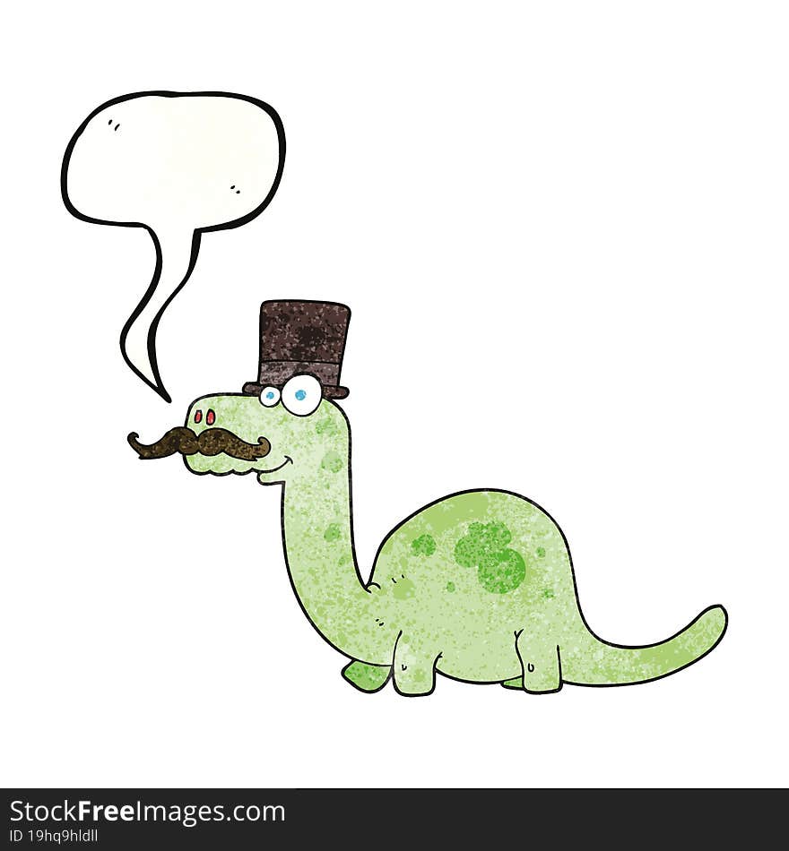 freehand speech bubble textured cartoon posh dinosaur