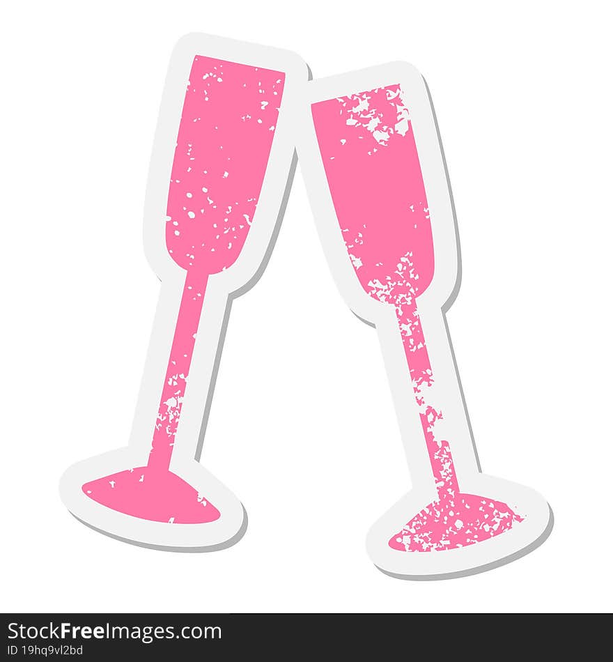 champagne glasses toasting grunge sticker