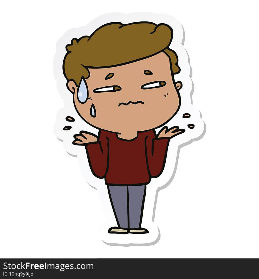 Sticker Of A Cartoon Confused Man