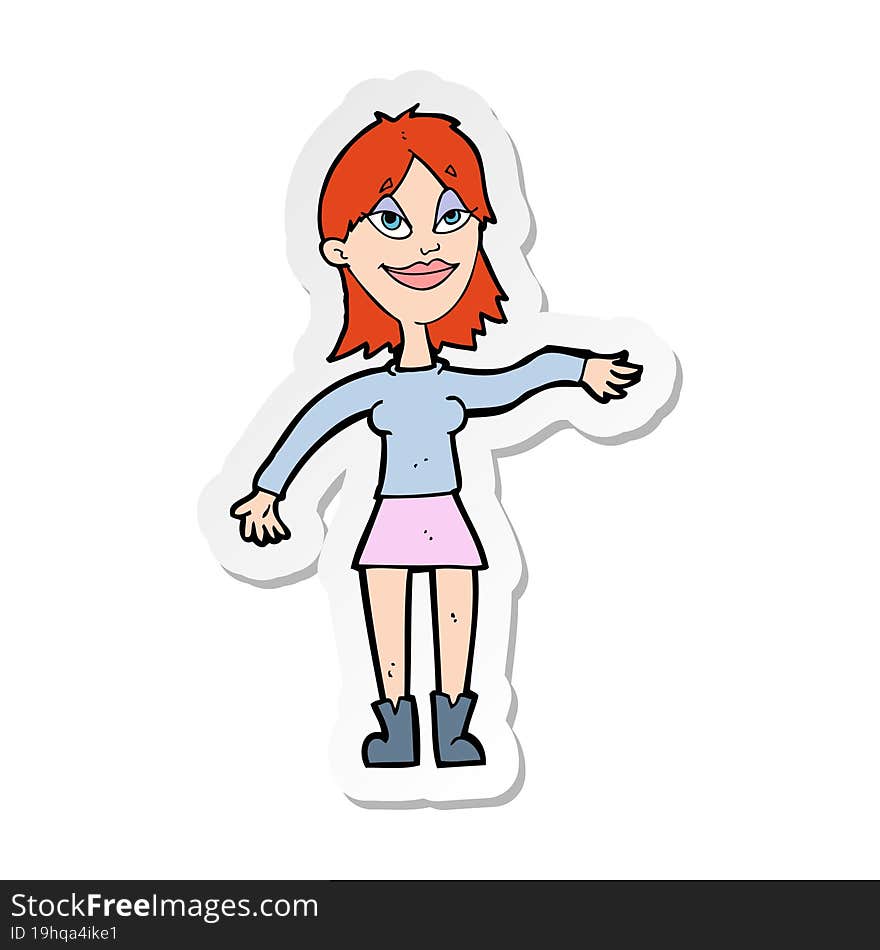 sticker of a cartoon woman making hand gesture