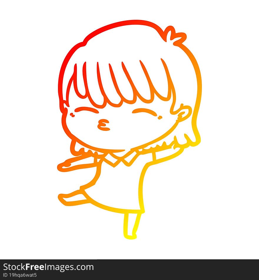 warm gradient line drawing of a cartoon woman