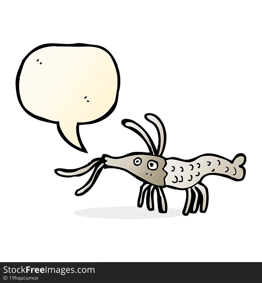 cartoon shrimp with speech bubble