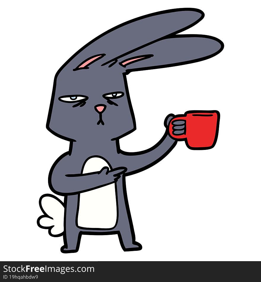 cartoon rabbit with coffee. cartoon rabbit with coffee