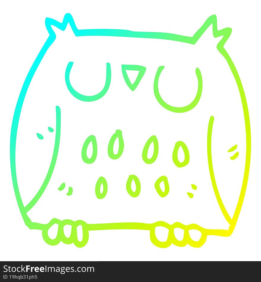 cold gradient line drawing cartoon happy owl