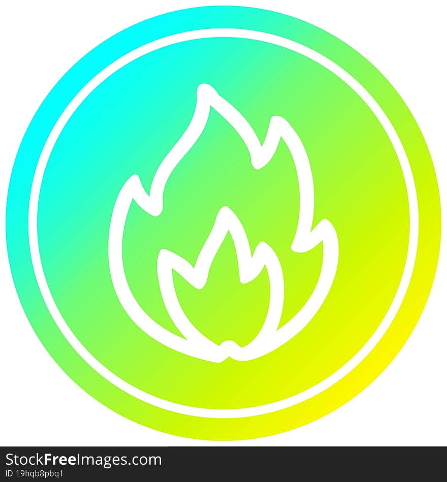 simple flame circular icon with cool gradient finish. simple flame circular icon with cool gradient finish