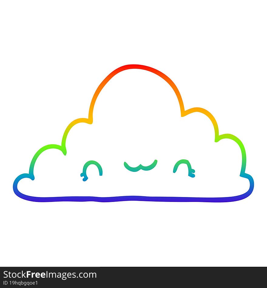 rainbow gradient line drawing cute cartoon cloud