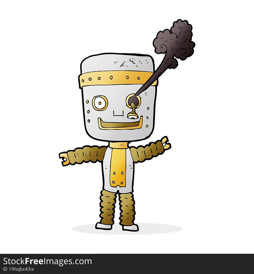 cartoon funny gold robot