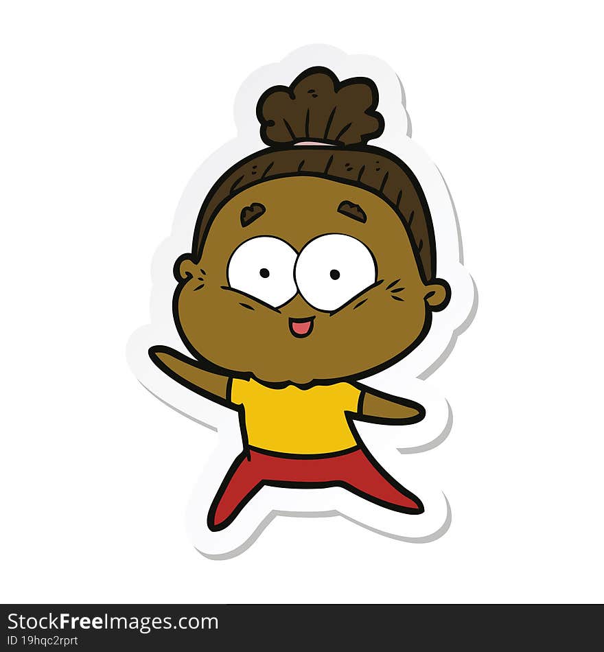 sticker of a cartoon happy old woman