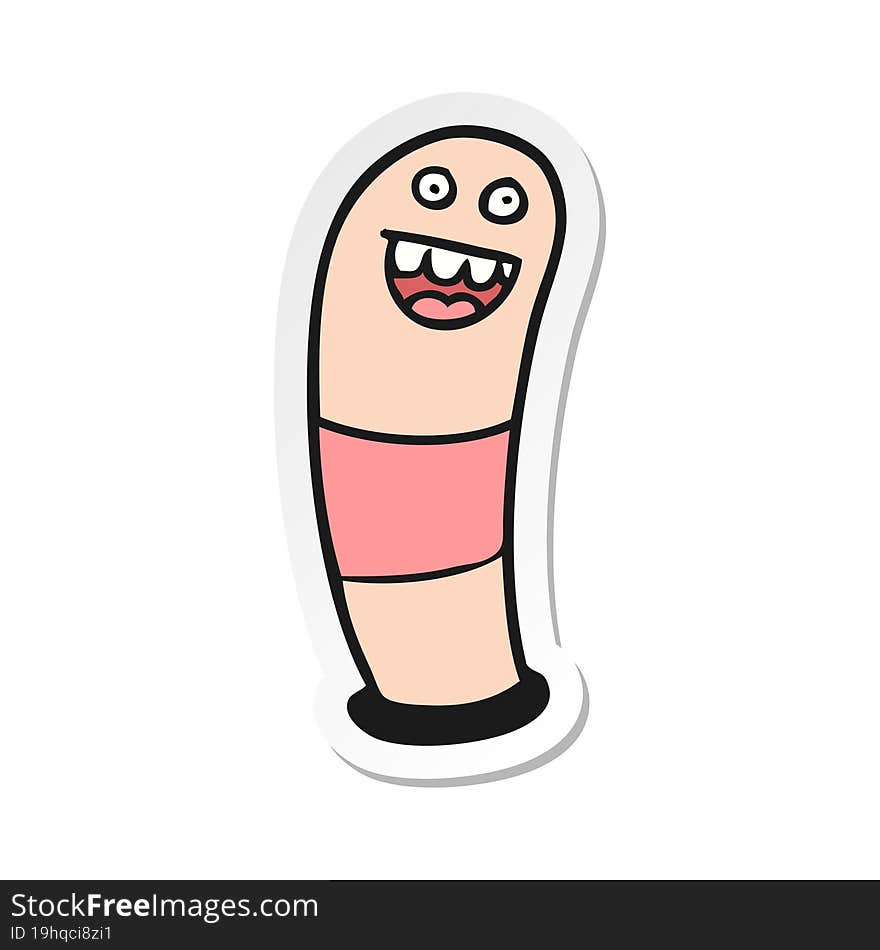 Sticker Of A Cartoon Worm